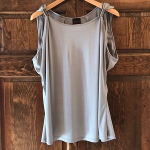 Torrid metallic shoulder detail top silver 2x EUC